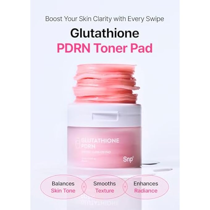 SNP PDRN FACIAL TONER WITH 99% GLUTATHIONE AND NIACINAMIDE BLEMISH TREATMENT EXFOLIATING PAD LHA PHA ACNE PAD BAMBOO & VITAMIN C E FERULIC ACID DOUBLE SIDED PATCHES TONER PADS - Image 2